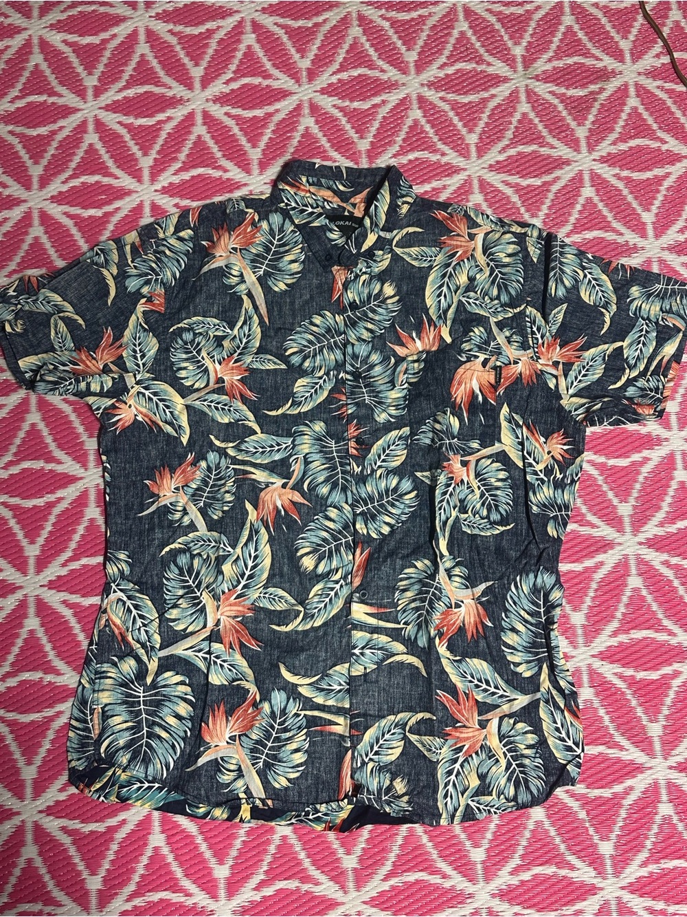 Molokai Surf Co. Tropical Floral Short Sleeve Button Down Shirt Men's XL